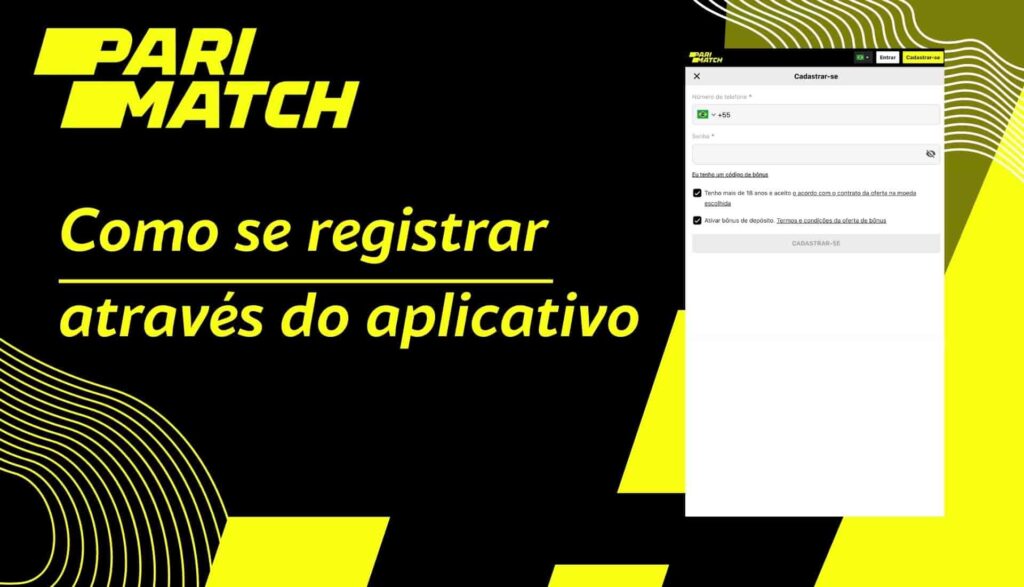 instruções para registrar uma conta Parimatch Brasil através de um aplicativo móvel